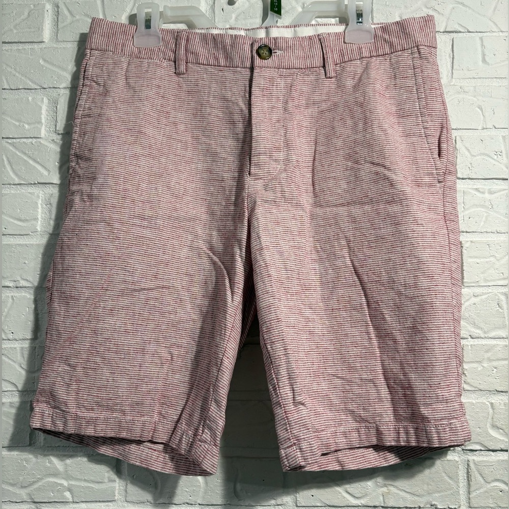 Old Navy Soft Red Striped Flat Front Shorts Ultimate Slim 34